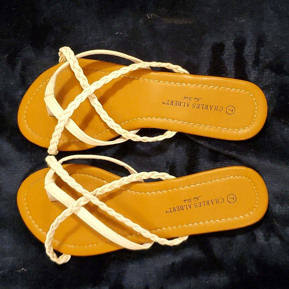 Size 7 White Slip on Sandals